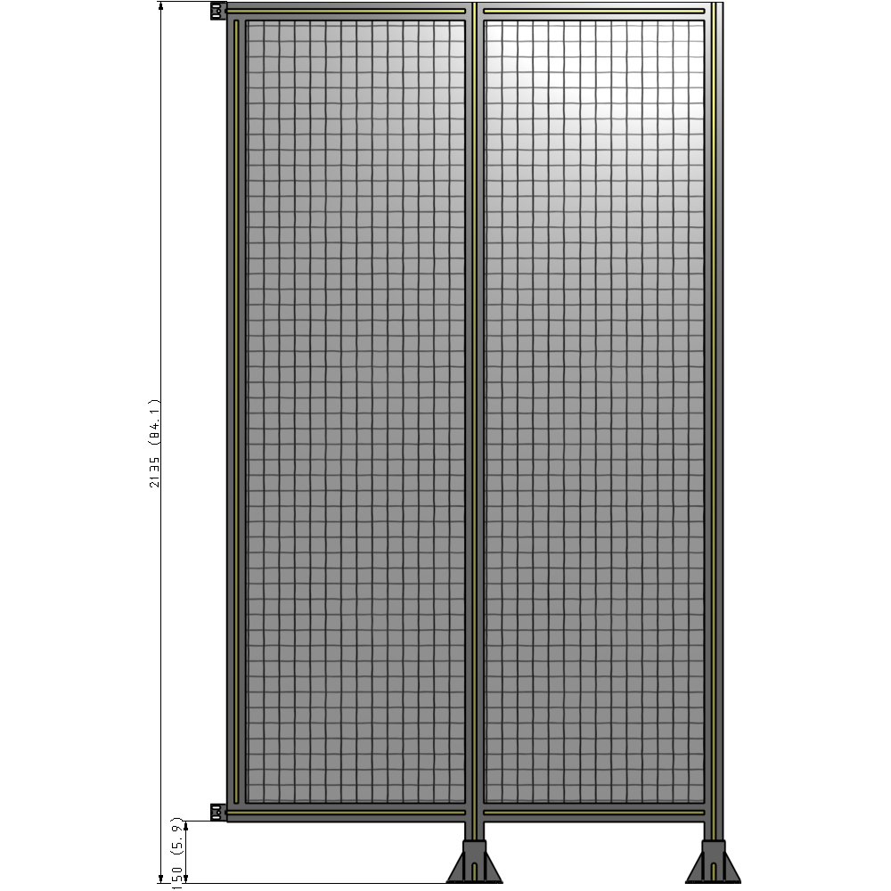 B6-2135-1200-0150-HYMFA DOUBLE PANEL-LEGS ON RIGHT AND CENTER WITH HINGES 2135MM X 1200MM  1" MESH, FULLY ASSEMBLED