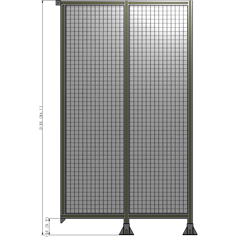 B6-2135-1200-0150-TYMFK DOUBLE PANEL-LEGS ON RIGHT AND CENTER, TIE PLATE ON LEFT 2135MM X 1200MM  1" MESH, AS A KIT