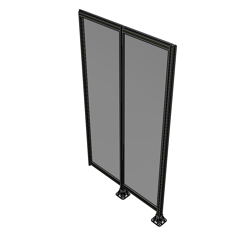 B6-2135-1200-0150-TYPFA DOUBLE PANEL-LEGS ON RIGHT AND CENTER, TIE PLATE ON LEFT 2135MM X 1200MM  1/4" POLYCARB, ASSEMBLED