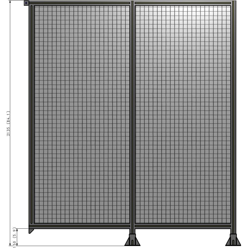 B6-2135-1800-0150-TYMFA DOUBLE PANEL-LEGS ON RIGHT AND CENTER, TIE PLATE ON LEFT 2135MM X 1800MM  1" MESH, FULLY ASSEMBLED