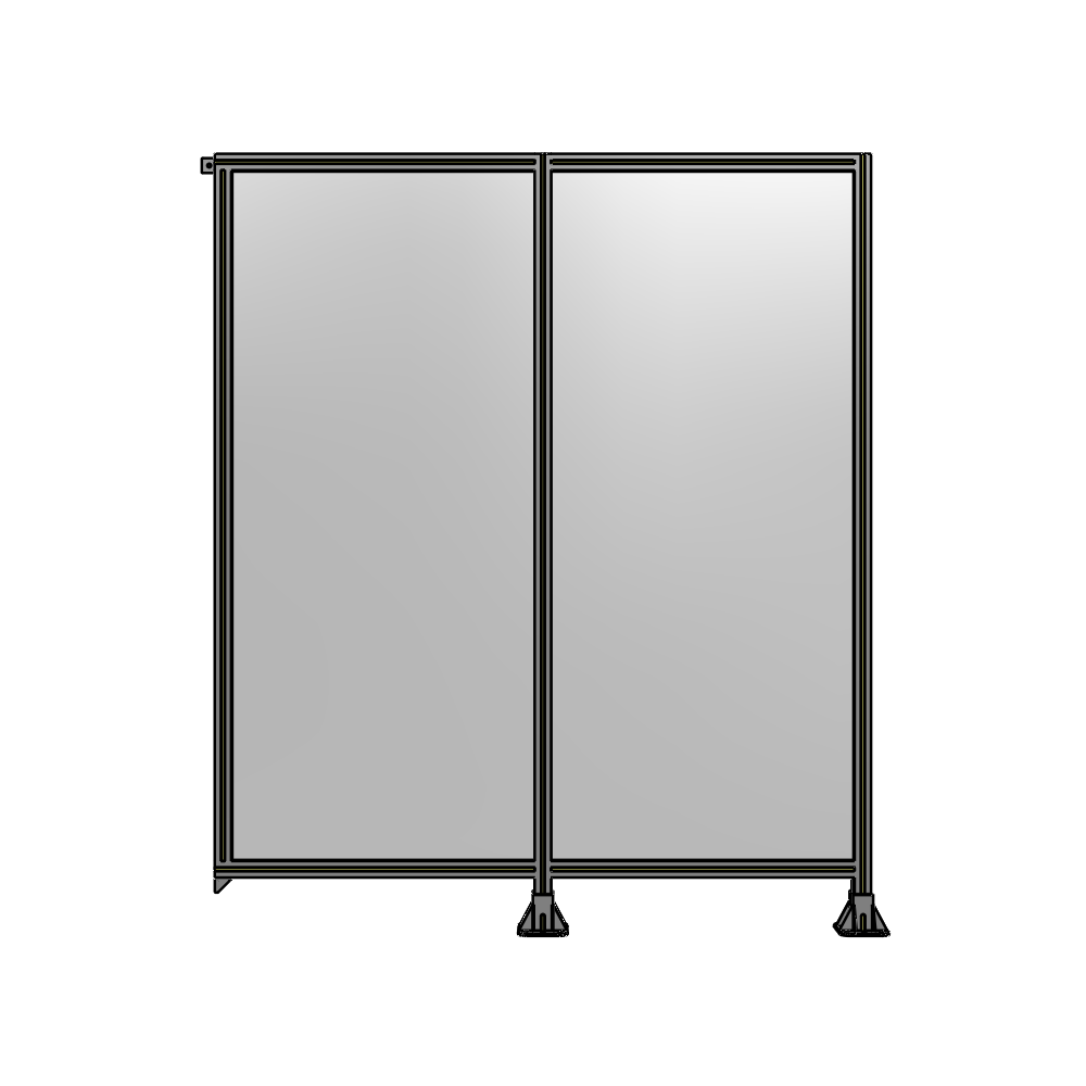 B6-2135-1800-0150-TYPFA DOUBLE PANEL-LEGS ON RIGHT AND CENTER, TIE PLATE ON LEFT 2135MM X 1800MM  1/4" POLYCARB, ASSEMBLED