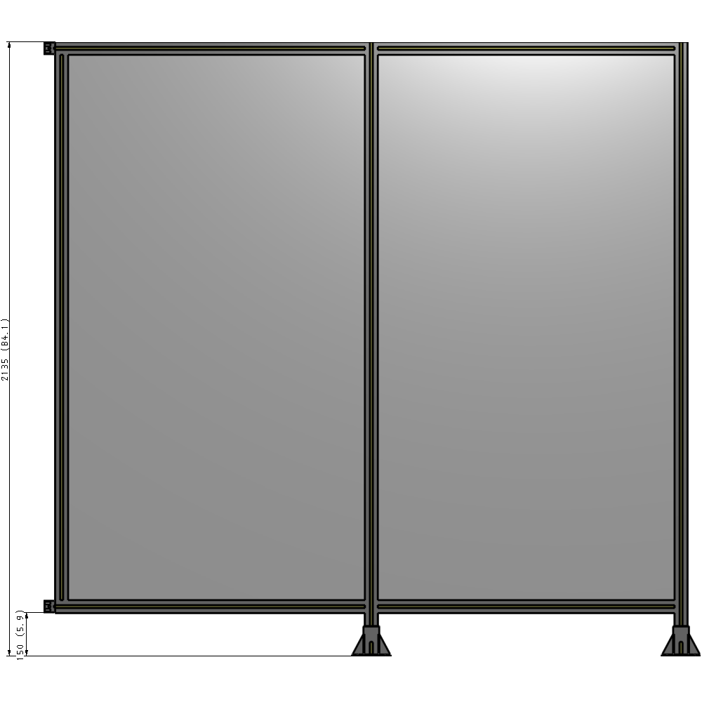 B6-2135-2200-0150-HYPFK DOUBLE PANEL-LEGS ON RIGHT AND CENTER WITH HINGES 2135MM X  2200MM  1/4" POLYCARBONATE, AS A KIT