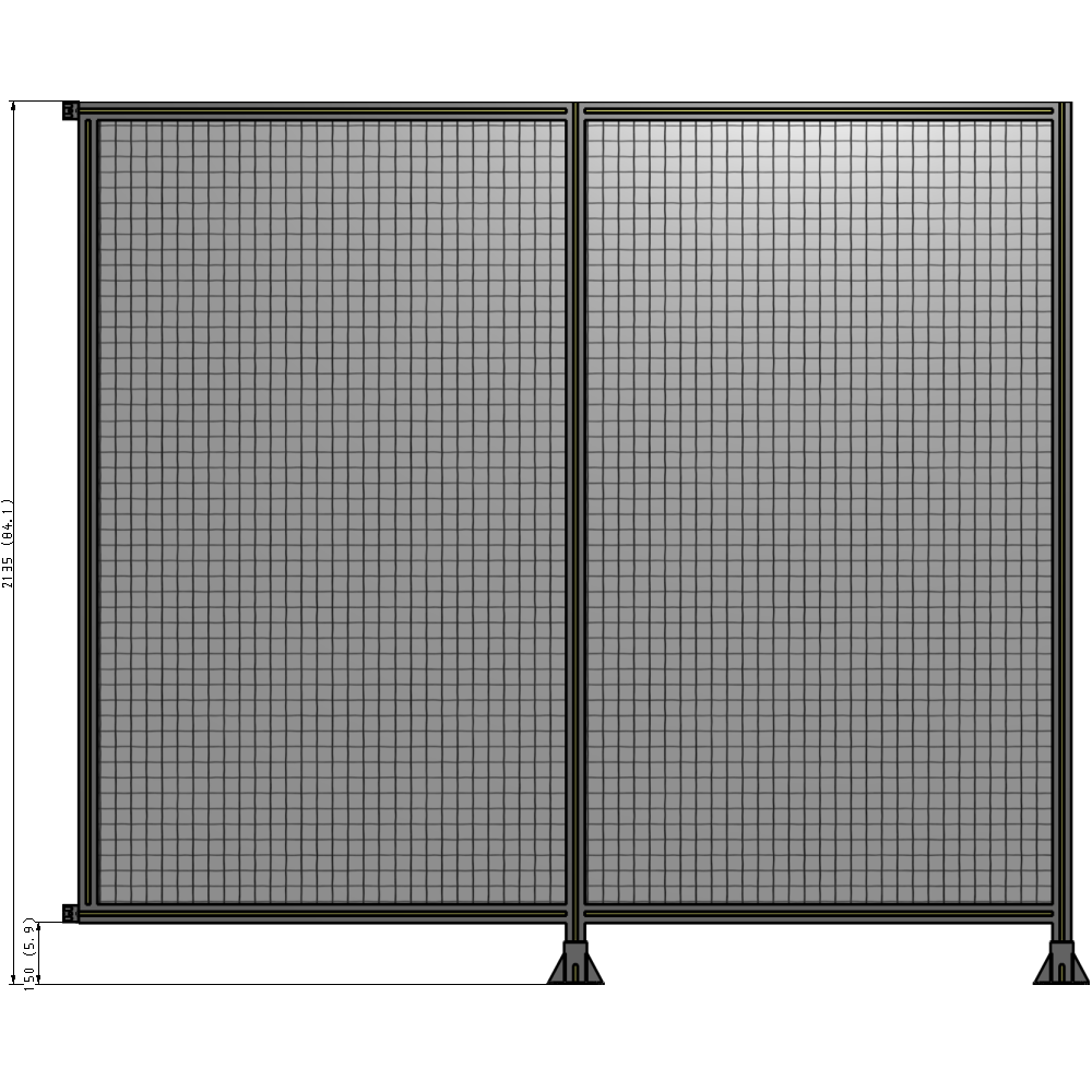 B6-2135-2400-0150-HYMFA DOUBLE PANEL-LEGS ON RIGHT AND CENTER WITH HINGES 2135MM X 2400MM  1" MESH, FULLY ASSEMBLED