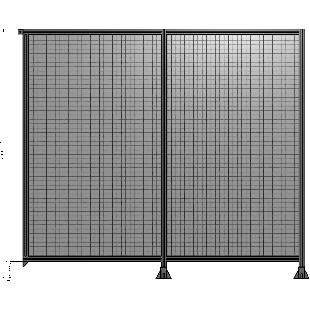 B6-2135-2400-0150-TYMFK DOUBLE PANEL-LEGS ON RIGHT AND CENTER, TIE PLATE ON LEFT 2135MM X 2400MM  1" MESH, AS A KIT