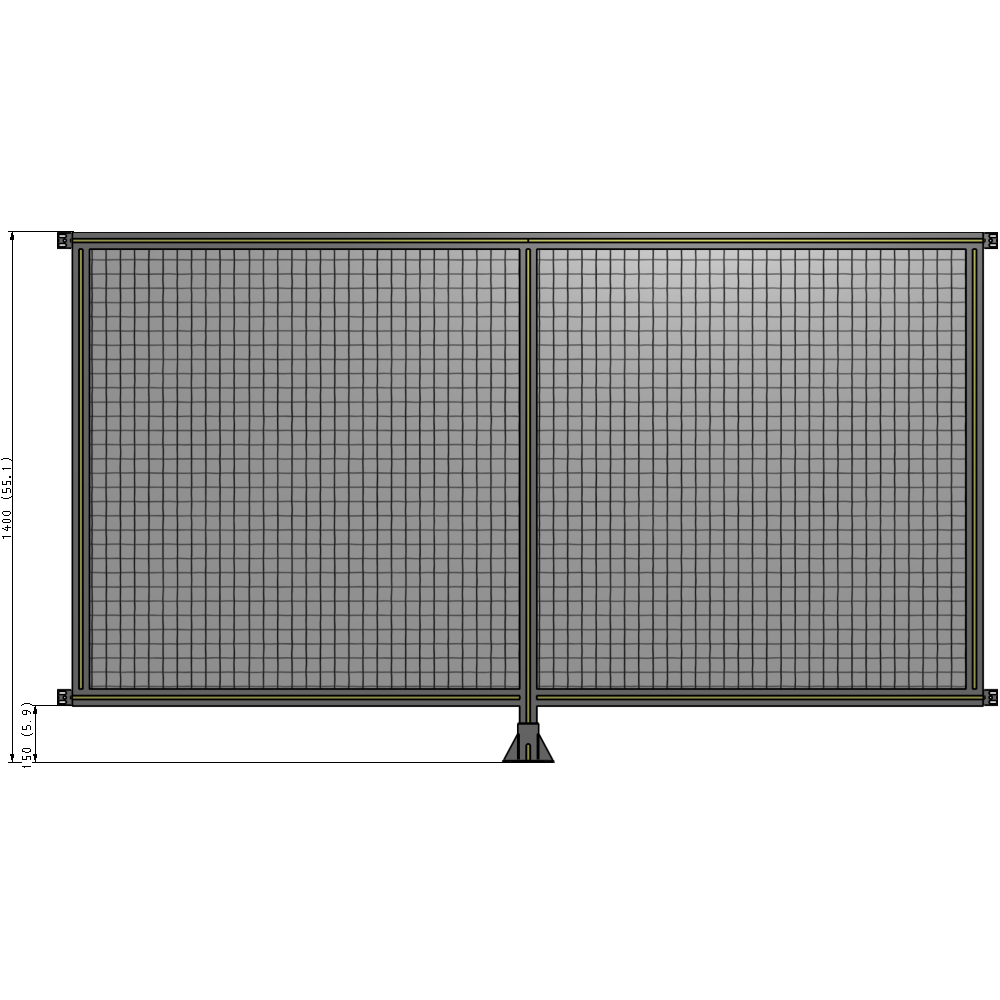 B7-1400-2400-0150-HYMFA DOUBLE PANEL-LEG IN CENTER AND HINGE CONNECTORS 1400MM X 2400MM  1" MESH, FULLY ASSEMBLED
