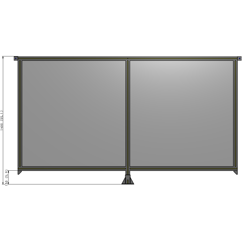 B7-1400-2400-0150-TYPFA DOUBLE PANEL-LEG IN CENTER AND TIE PLATE CONNECTORS 1400MM X 2400MM  1/4" POLYCARB, ASSEMBLED