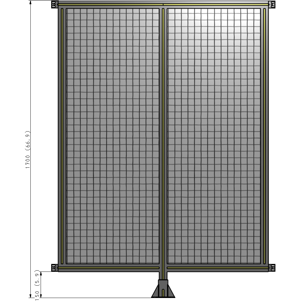B7-1700-1200-0150-HYMFA DOUBLE PANEL-LEG IN CENTER AND HINGE CONNECTORS 1700MM X 1200MM  1" MESH, FULLY ASSEMBLED