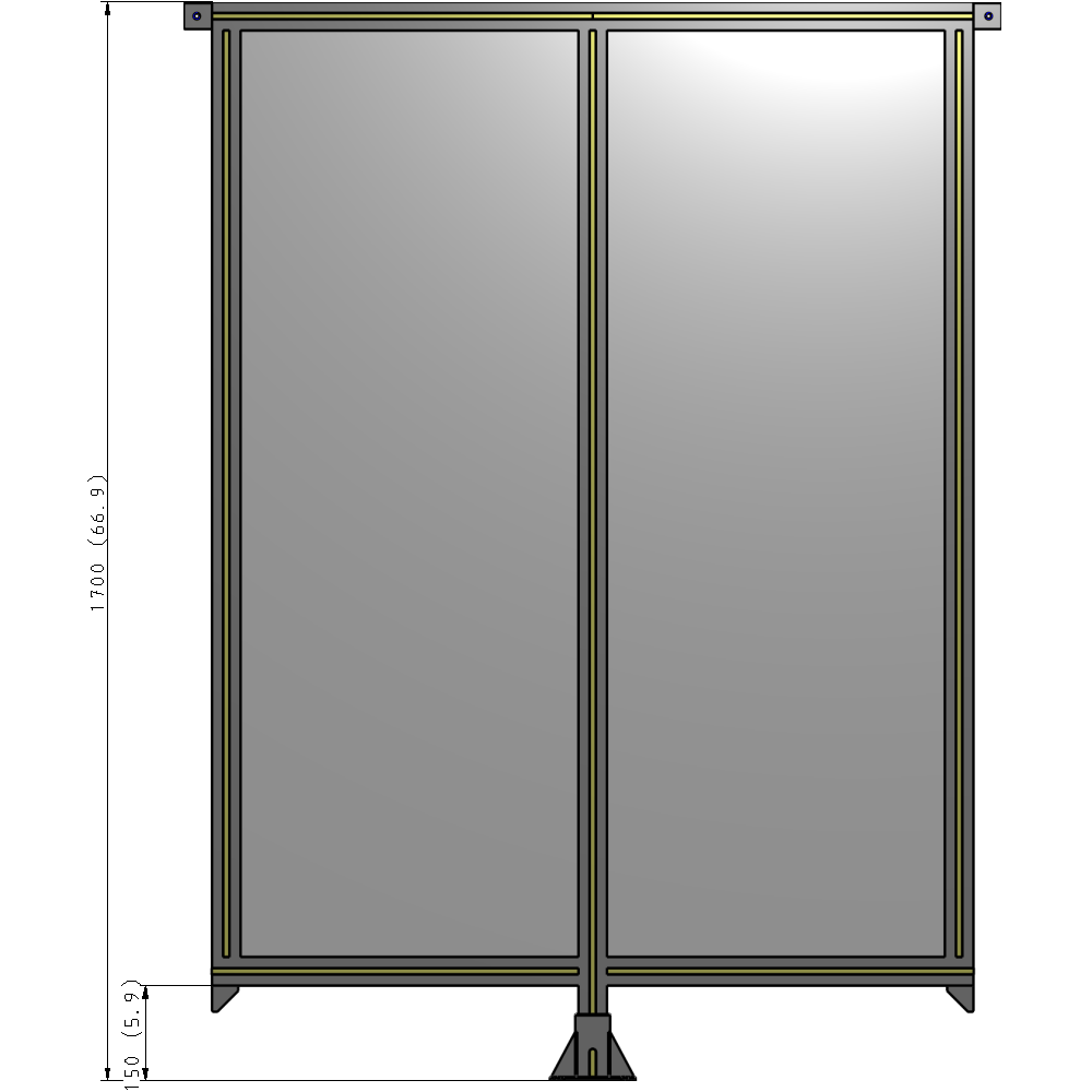 B7-1700-1200-0150-TYPFA DOUBLE PANEL-LEG IN CENTER AND TIE PLATE CONNECTORS 1700MM X 1200MM  1/4" POLYCARB, ASSEMBLED
