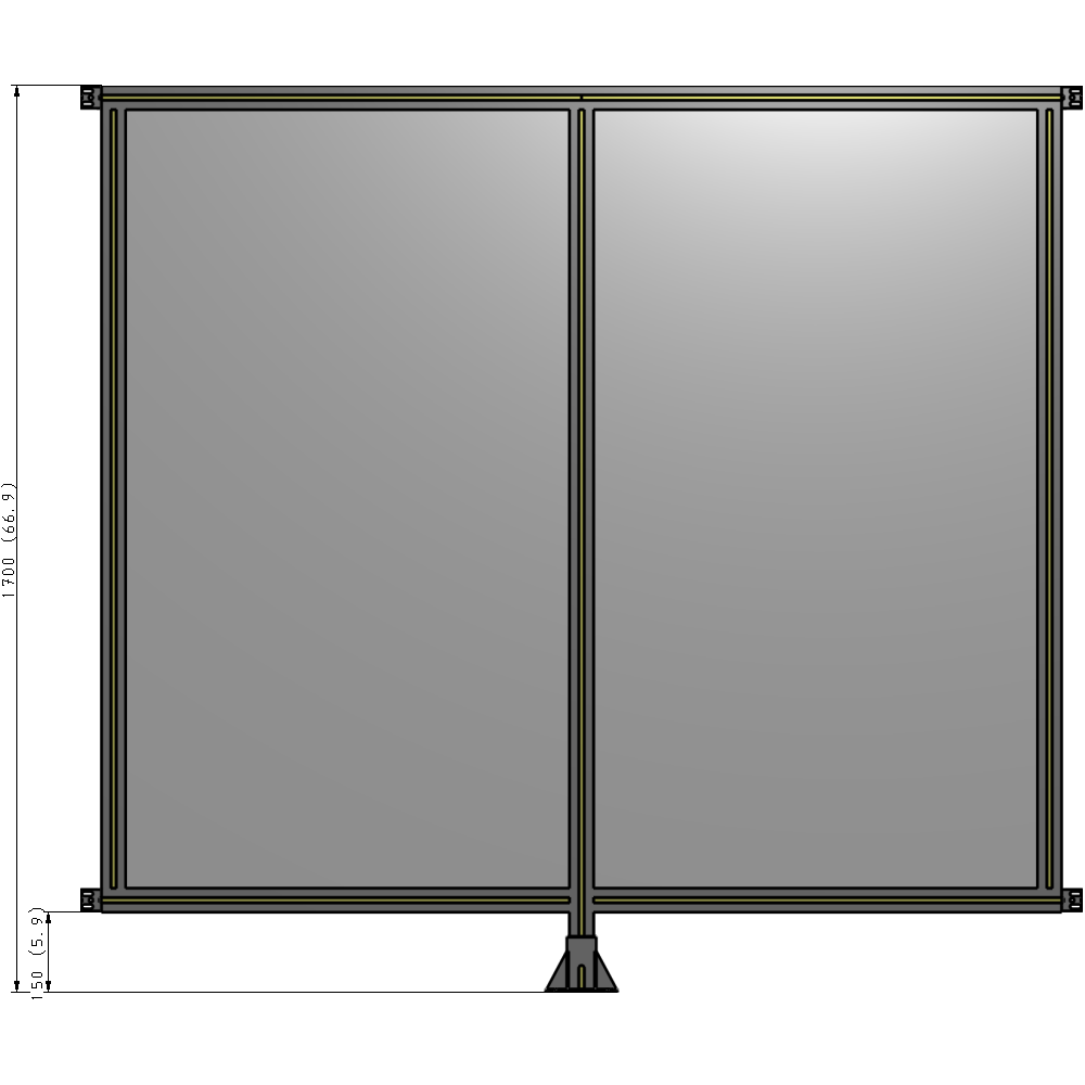 B7-1700-1800-0150-HYPFK DOUBLE PANEL-LEG IN CENTER AND HINGE CONNECTORS 1700MM X 1800MM  1/4" POLYCARBONATE, AS A KIT