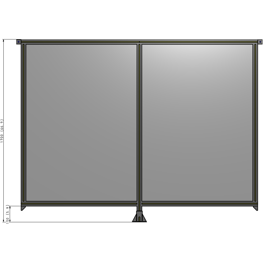 B7-1700-2200-0150-TYPFK DOUBLE PANEL-LEG IN CENTER AND TIE PLATE CONNECTORS 1700MM X 2200MM  1/4" POLYCARBONATE, AS KIT