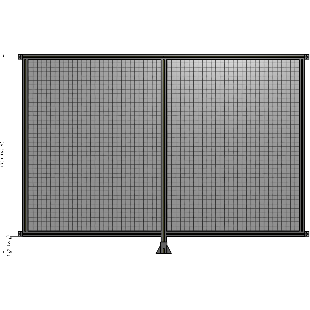 B7-1700-2400-0150-HYMFA DOUBLE PANEL-LEG IN CENTER AND HINGE CONNECTORS 1700MM X 2400MM  1" MESH, FULLY ASSEMBLED