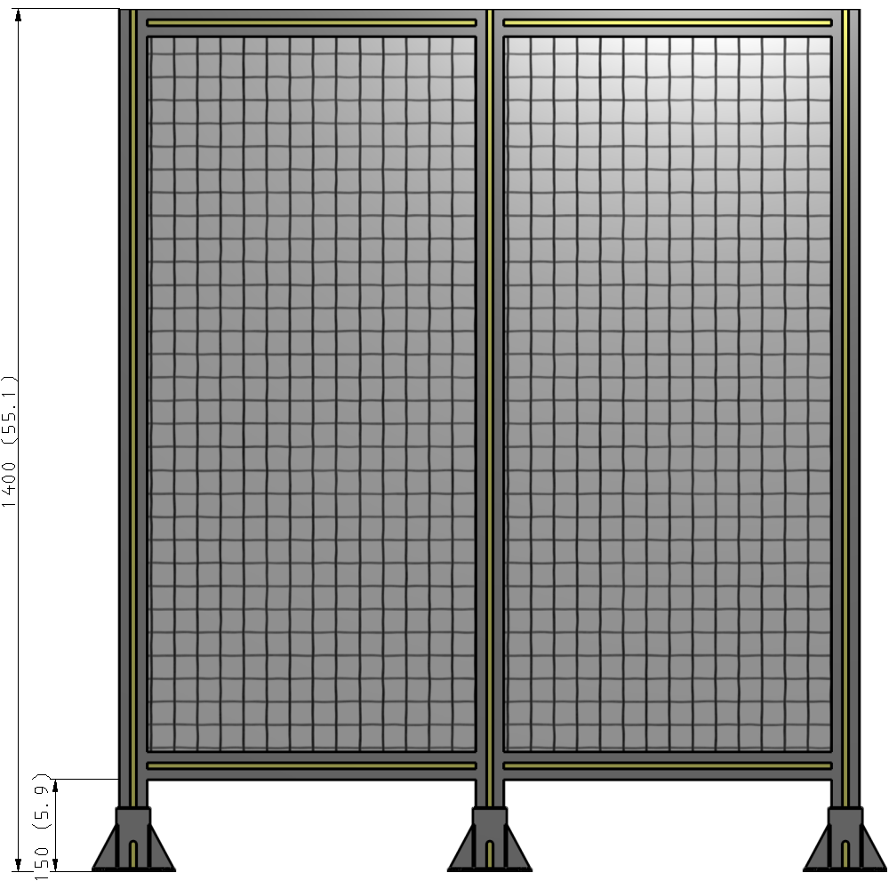 B8-1400-1200-0150-ZYMFK DOUBLE PANEL-3 LEGS 1400MM X 1200MM  1" MESH, AS A KIT