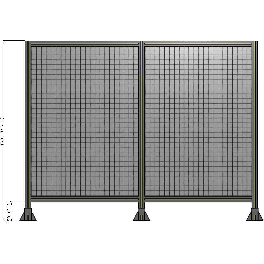 B8-1400-1800-0150-ZYMFA DOUBLE PANEL-3 LEGS  1400MM X 1800MM  1" MESH, FULLY ASSEMBLED
