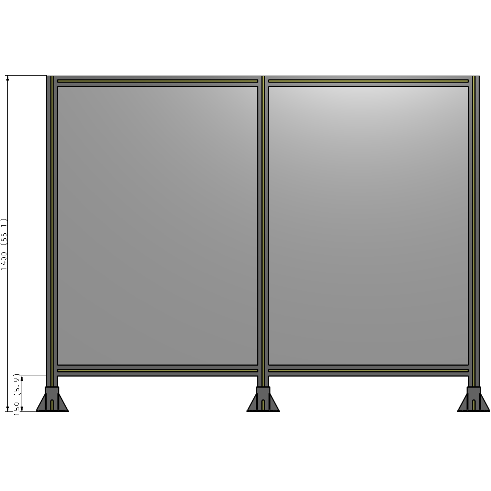 B8-1400-1800-0150-ZYPFK DOUBLE PANEL-3 LEGS 1400MM X 1800MM  1/4" POLYCARBONATE, AS A KIT