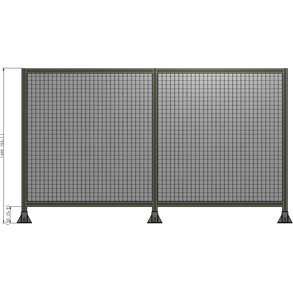 B8-1400-2400-0150-ZYMFK DOUBLE PANEL-3 LEGS 1400MM X 1800MM  1" MESH, AS A KIT