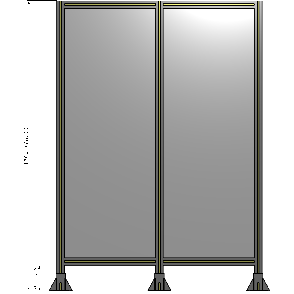 B8-1700-1200-0150-ZYPFK DOUBLE PANEL-3 LEGS 1700MM X 1200MM  1/4" POLYCARBONATE, AS A KIT