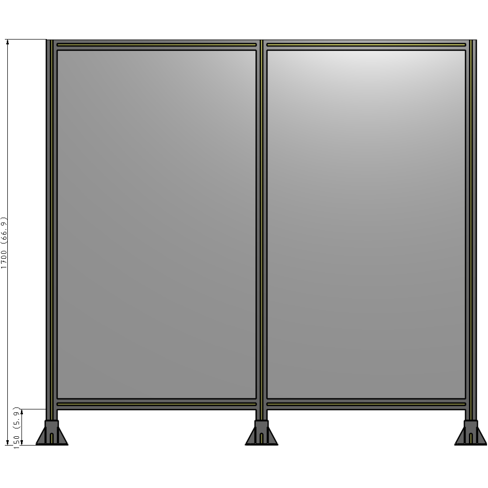 B8-1700-1800-0150-ZYPFK DOUBLE PANEL-3 LEGS 1700MM X 1800MM  1/4" POLYCARBONATE, AS A KIT