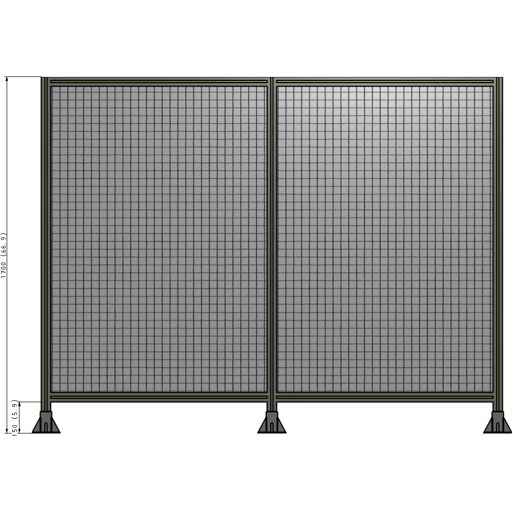 B8-1700-2200-0150-ZYMFK DOUBLE PANEL-3 LEGS 1700MM X 2200MM  1" MESH, AS A KIT