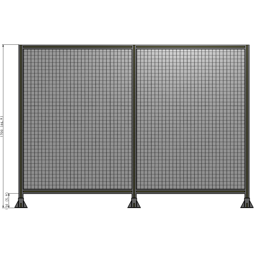B8-1700-2400-0150-ZYMFK DOUBLE PANEL-3 LEGS 1700MM X 2400MM  1" MESH, AS A KIT