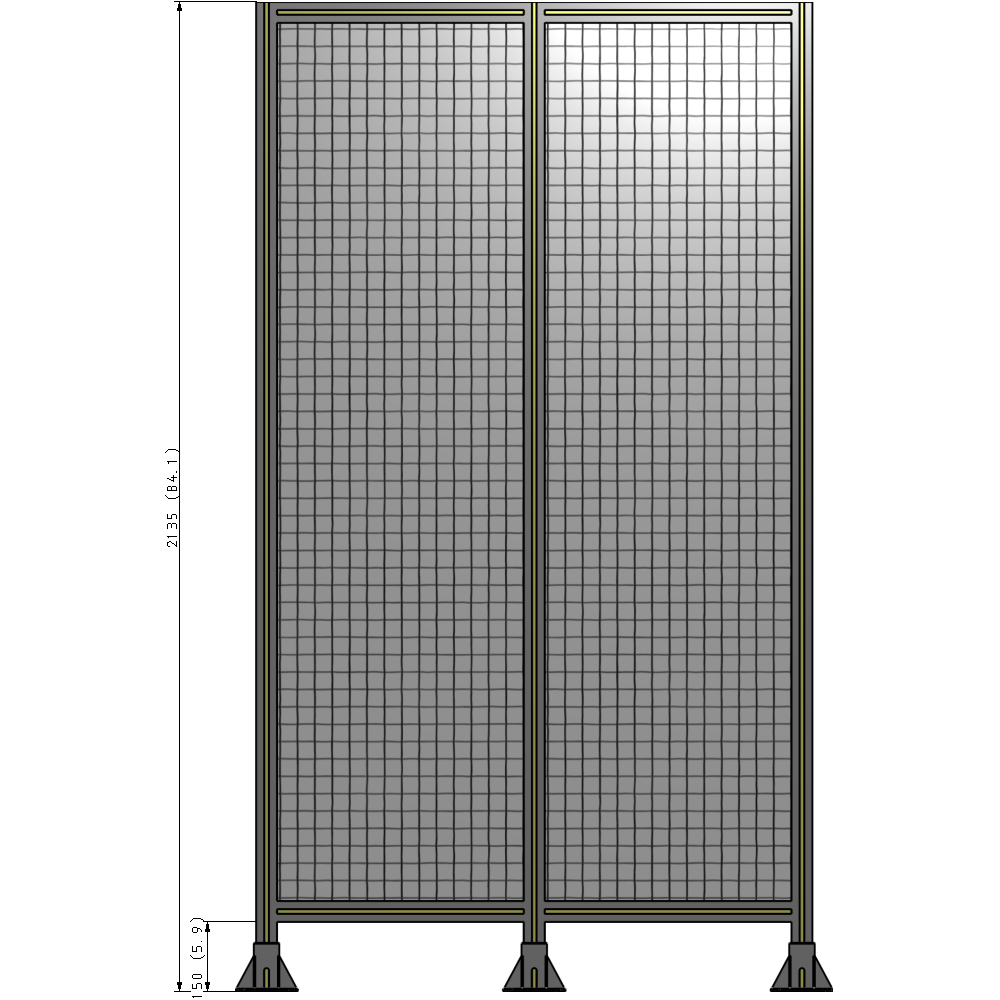 B8-2135-1200-0150-ZYMFK DOUBLE PANEL-3 LEGS 2135MM X 1200MM  1" MESH, AS A KIT