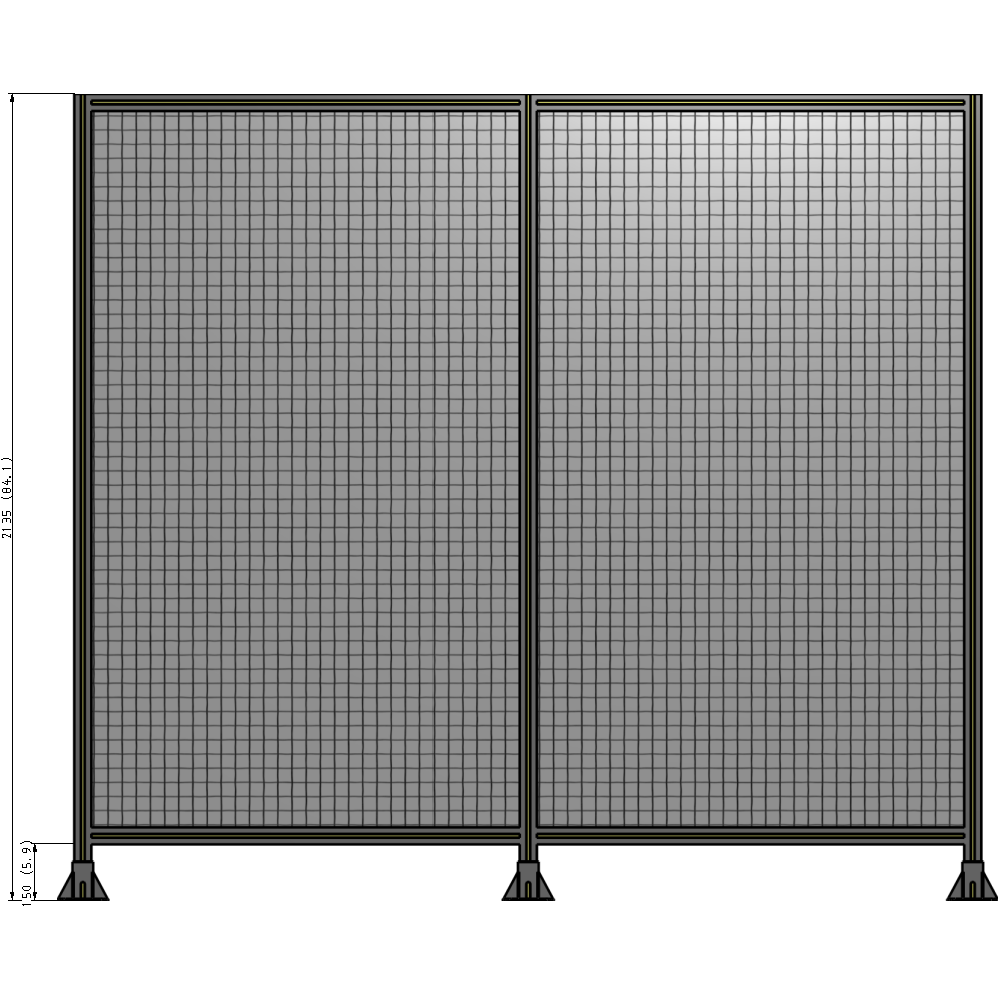 B8-2135-2400-0150-ZYMFA DOUBLE PANEL-3 LEGS  2135MM X 2400MM  1" MESH, FULLY ASSEMBLED