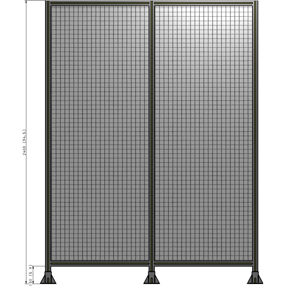 B8-2400-1800-0150-ZYMFA DOUBLE PANEL-3 LEGS  2400MM X 2400MM  1" MESH, FULLY ASSEMBLED