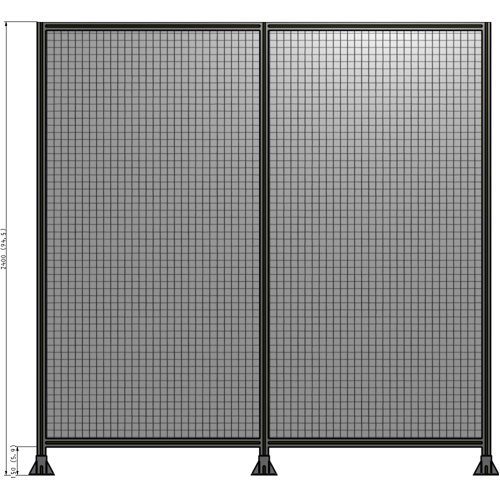 B8-2400-2400-0150-ZYMFK DOUBLE PANEL-3 LEGS 2400MM X 2400MM  1" MESH, AS A KIT
