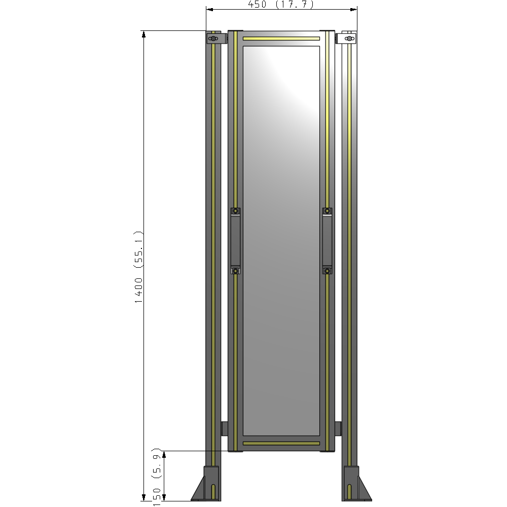 E3-1400-0450-0150-GYPTA SINGLE REMOVABLE PANEL WITH LEGS 1400MM X 450MM 1/4" POLYCARBONATE, FULLY ASSEMBLED
