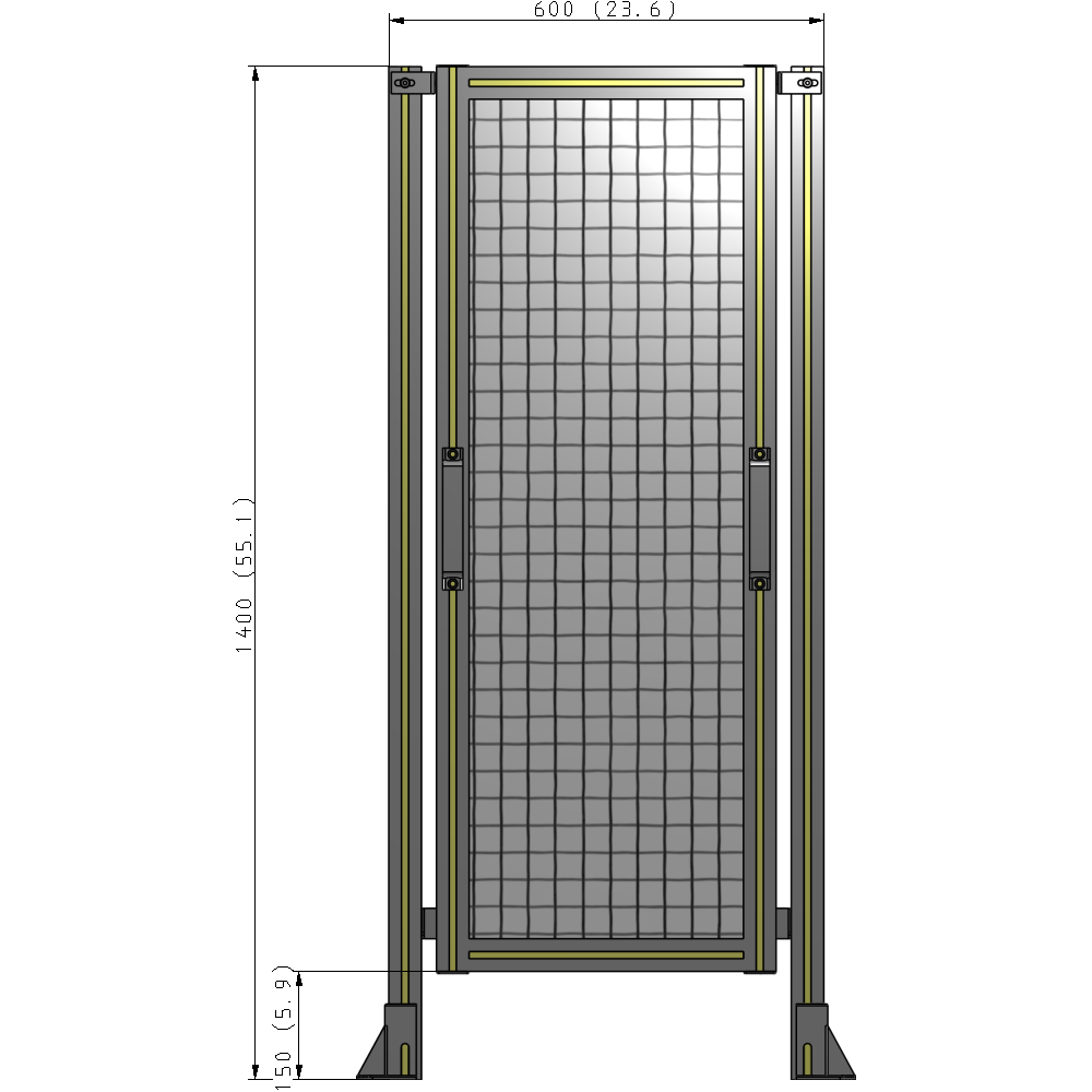 E3-1400-0600-0150-GYMTK SINGLE REMOVABLE PANEL WITH LEGS 1400MM X 600MM 1" MESH, AS A KIT