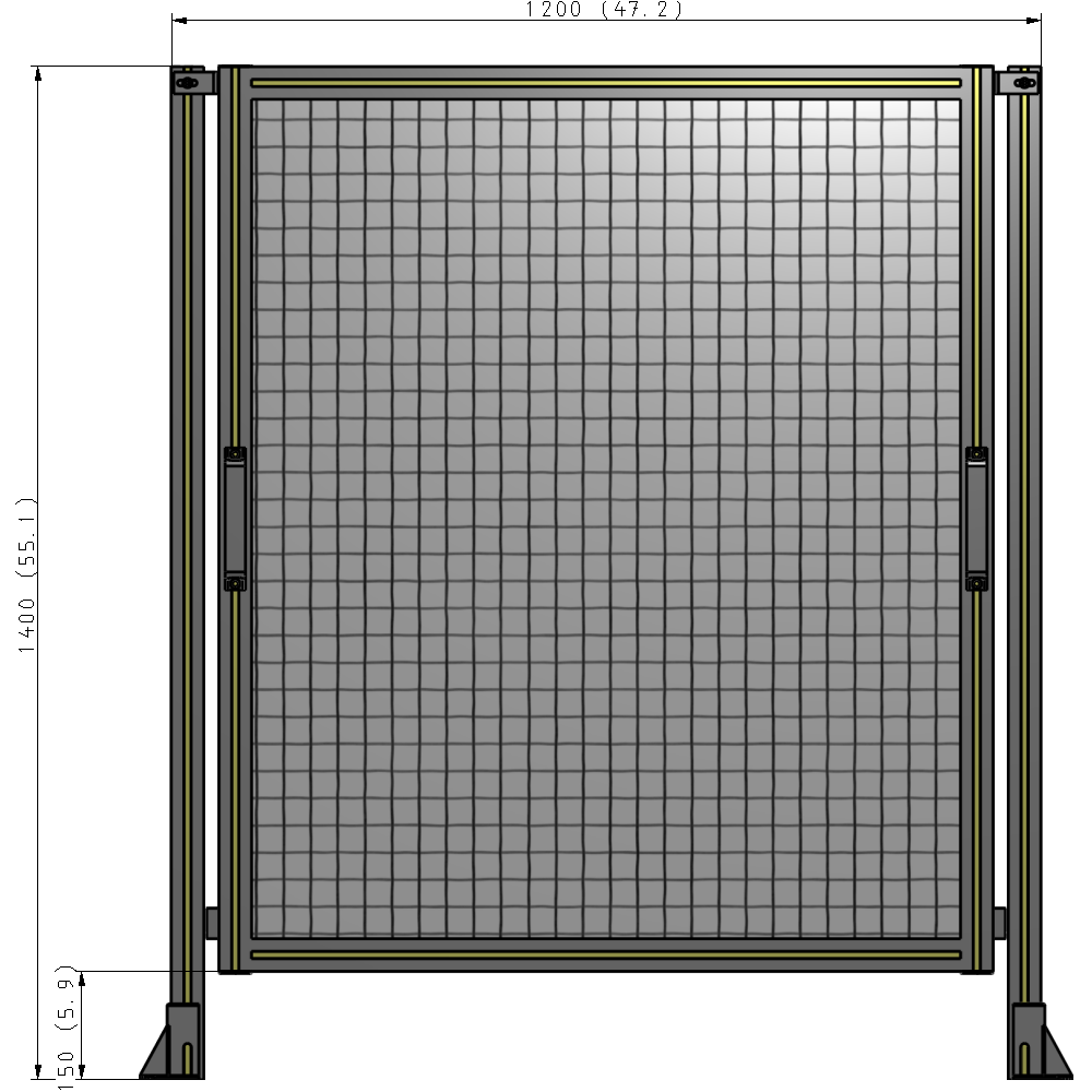 E3-1400-1200-0150-GYMTA SINGLE REMOVABLE PANEL WITH LEGS 1400MM X 1200MM 1" MESH, FULLY ASSEMBLED