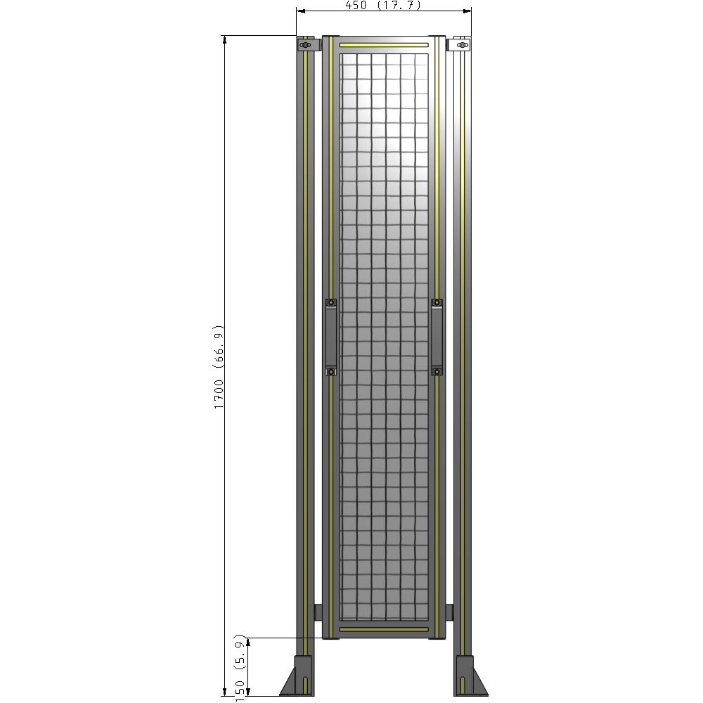 E3-1700-0450-0150-GYMTA SINGLE REMOVABLE PANEL WITH LEGS 1700MM X 450MM 1" MESH, FULLY ASSEMBLED