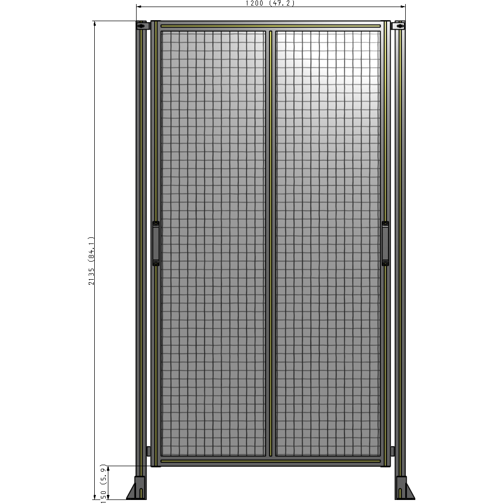 E4-2135-1200-0150-GYMTK DOUBLE REMOVABLE PANEL WITH LEGS 2135MM X 1200MM 1" MESH, AS A KIT