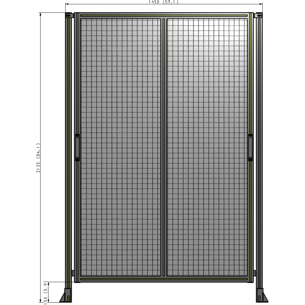 E4-2135-1450-0150-GYMTA DOUBLE REMOVABLE PANEL WITH LEGS  2135MM X 1450MM 1" MESH, FULLY ASSEMBLED
