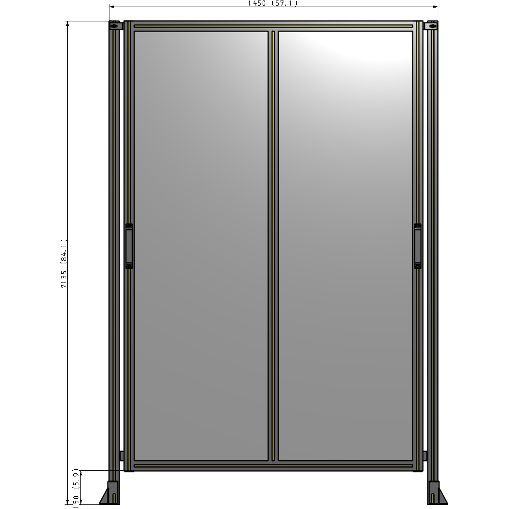 E4-2135-1450-0150-GYPTA DOUBLE REMOVABLE PANEL WITH LEGS  2135MM X 1450MM 1/4" POLYCARBONATE, FULLY ASSEMBLED