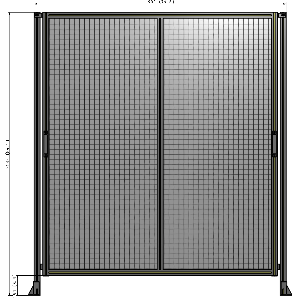 E4-2135-1900-0150-GYMTK DOUBLE REMOVABLE PANEL WITH LEGS 2135MM X 1900MM 1" MESH, AS A KIT