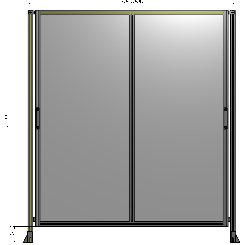 E4-2135-1900-0150-GYPTK DOUBLE REMOVABLE PANEL WITH LEGS 2135MM X 1900MM 1/4" POLYCARBONATE, AS A KIT