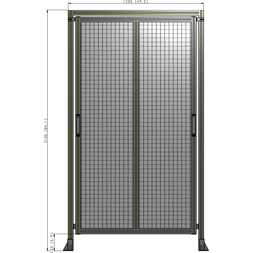 E6-2135-1200-0150-GYMTK DOUBLE REMOVABLE PANEL WITH LEGS AND A HEADER  2135MM X 1200MM 1" MESH, AS A KIT