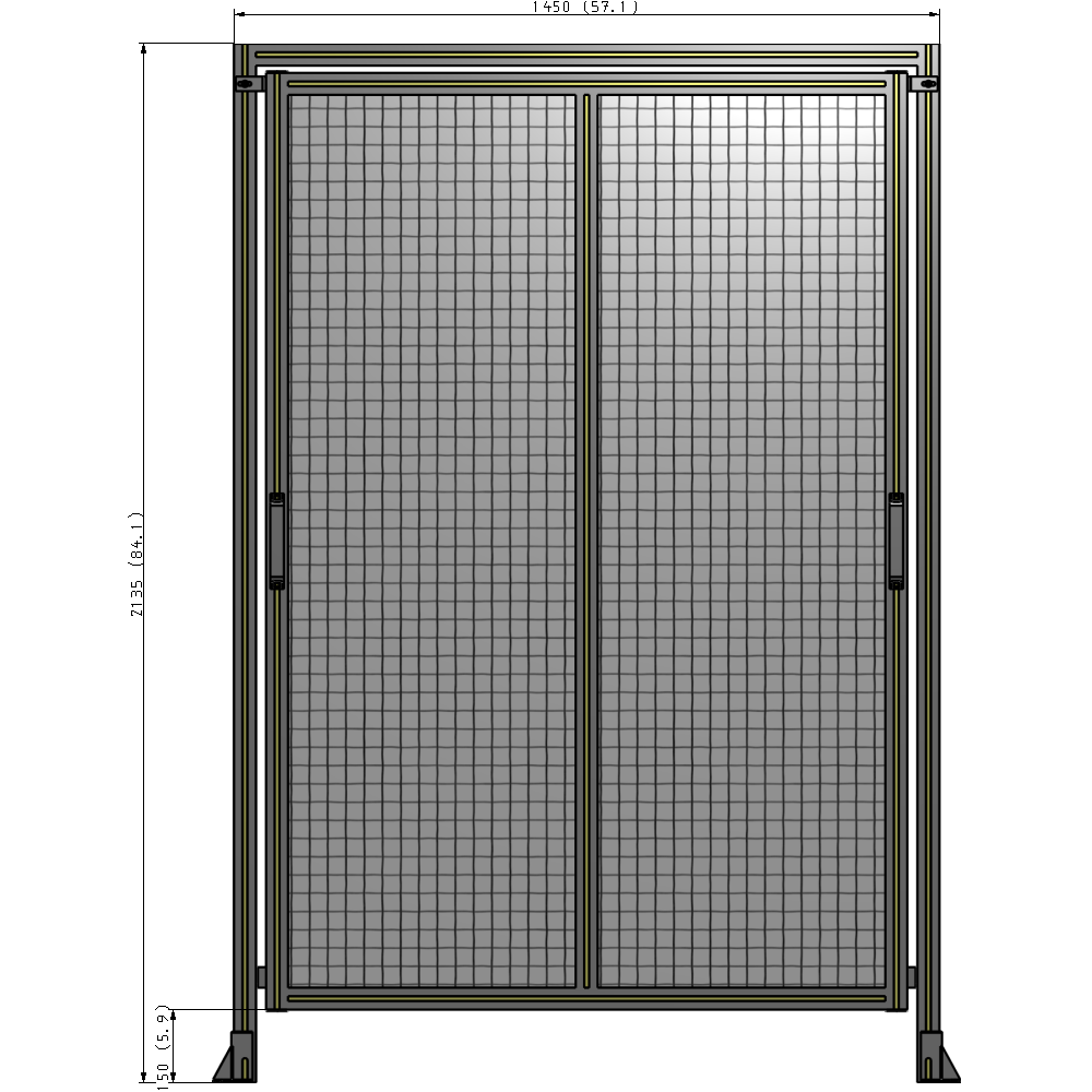 E6-2135-1450-0150-GYMTK DOUBLE REMOVABLE PANEL WITH LEGS AND A HEADER  2135MM X 1450MM 1" MESH, AS A KIT