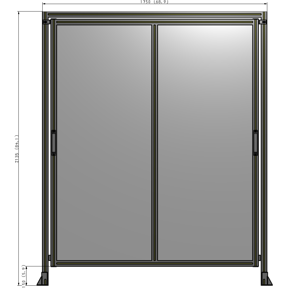 E6-2135-1750-0150-GYPTK DOUBLE REMOVABLE PANEL WITH LEGS AND A HEADER  2135MM X 1750MM 1/4" POLYCARBONATE, AS A KIT