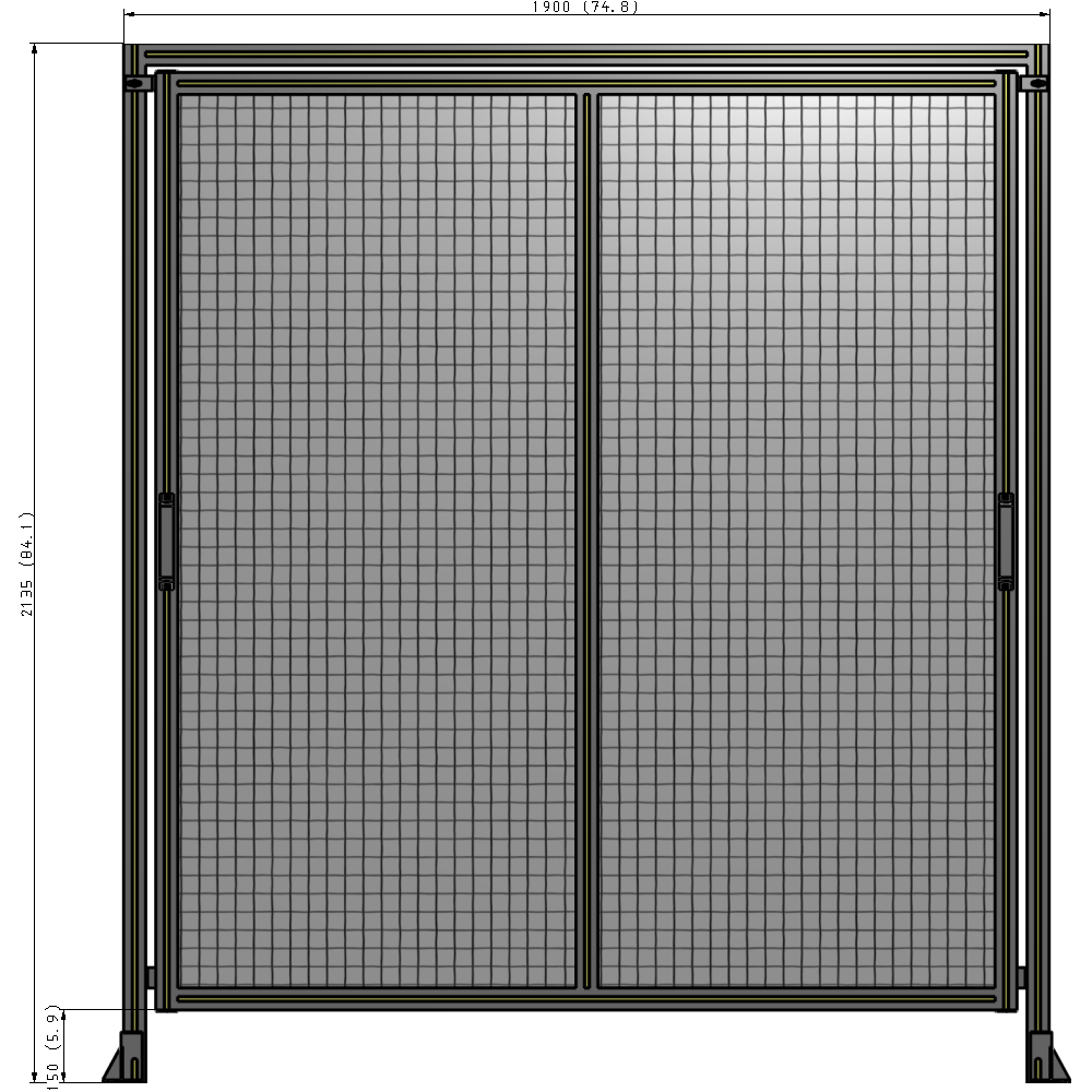 E6-2135-1900-0150-GYMTK DOUBLE REMOVABLE PANEL WITH LEGS AND A HEADER  2135MM X 1900MM 1" MESH, AS A KIT