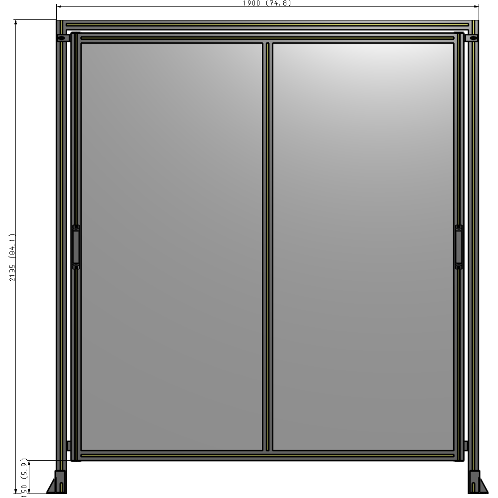 E6-2135-1900-0150-GYPTK DOUBLE REMOVABLE PANEL WITH LEGS AND A HEADER  2135MM X 1900MM 1/4" POLYCARBONATE, AS A KIT