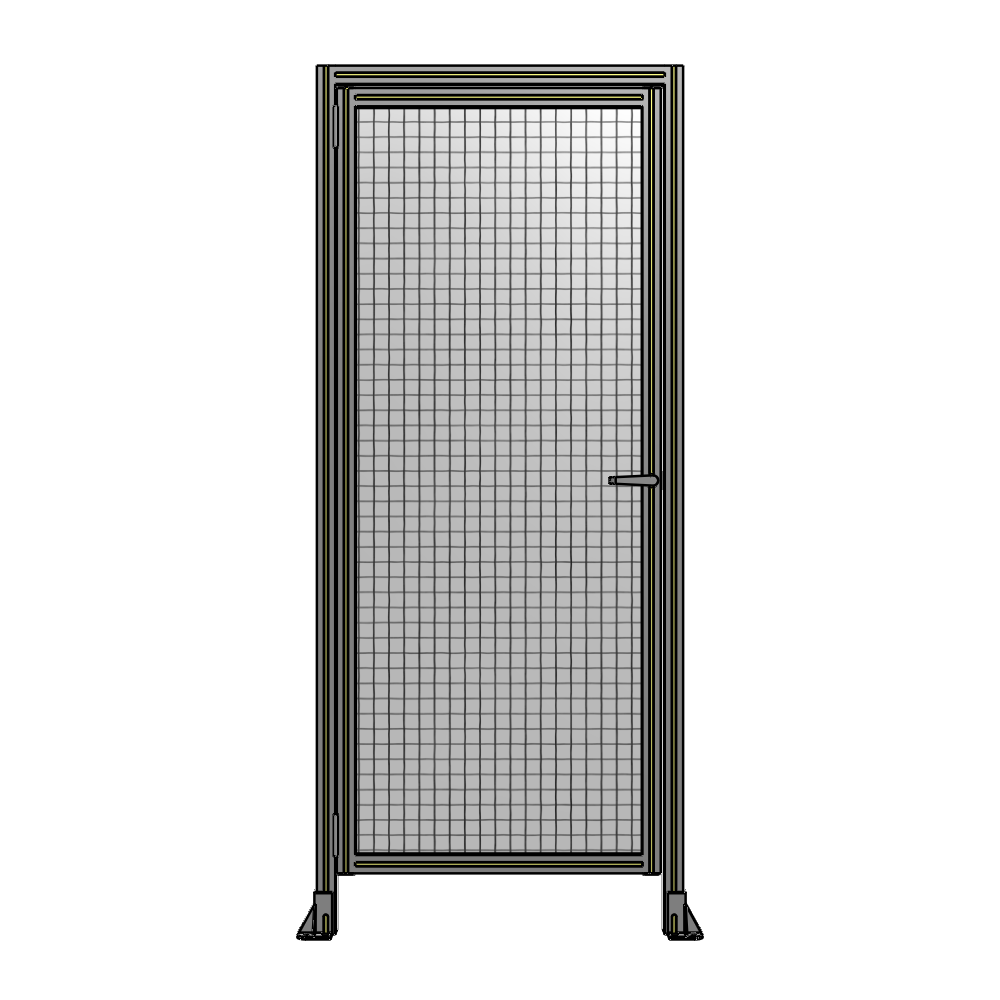 G1-2135-0900-0150-EYMTA DOOR WITH HEADER, HANDLE WITH INTERNAL EGRESS ON RIGHT 2135MM X 900MM 1" MESH, FULLY ASSEMBLED