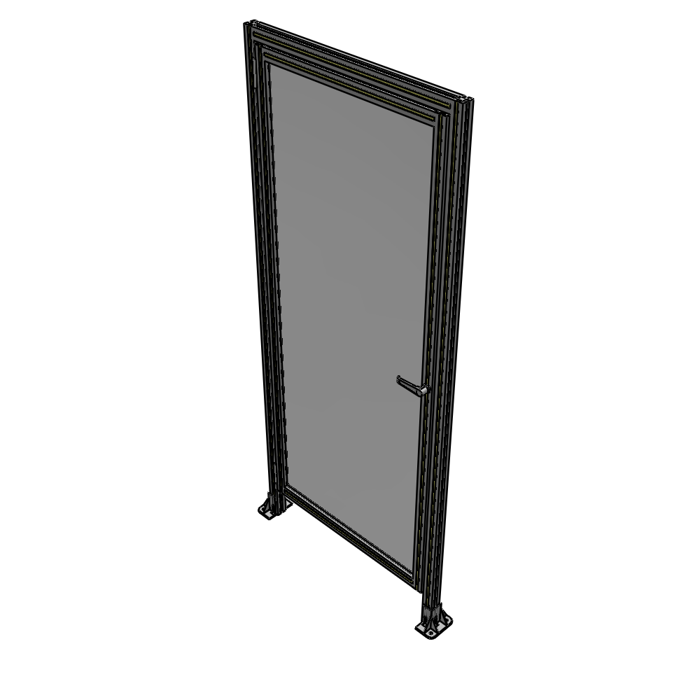 G1-2135-0920-0150-EYPTA DOOR WITH HEADER, HANDLE WITH INTERNAL EGRESS ON RIGHT 2135MM X 920MM 1/4" POLYCARBONATE, ASSEMBLED