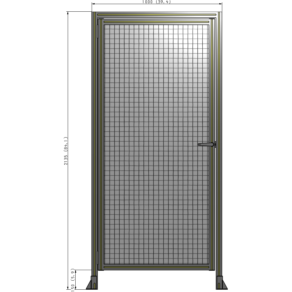 G1-2135-1000-0150-EYMTA DOOR WITH HEADER, HANDLE WITH INTERNAL EGRESS ON RIGHT 2135MM X 1000MM 1" MESH, FULLY ASSEMBLED