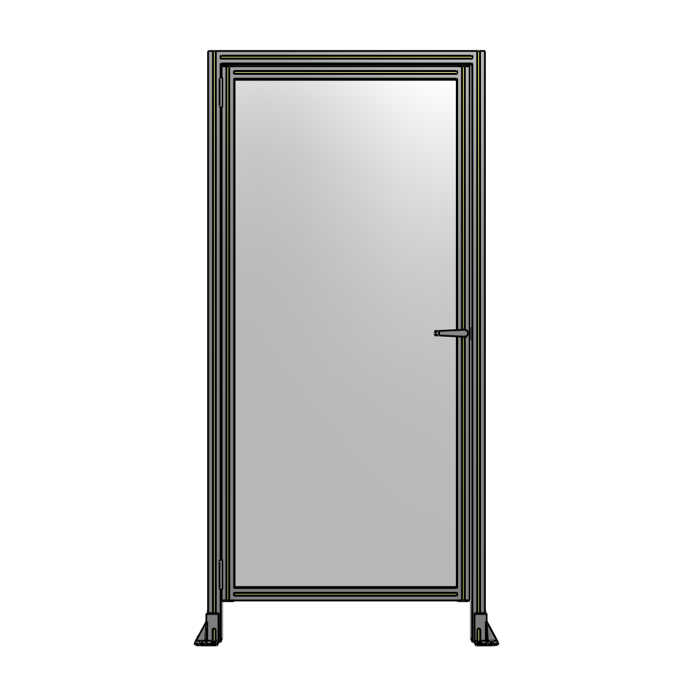 G1-2135-1000-0150-EYPTA DOOR WITH HEADER, HANDLE WITH INTERNAL EGRESS ON RIGHT 2135MM X 1000MM 1/4" POLYCARBONATE, ASSEMBLED