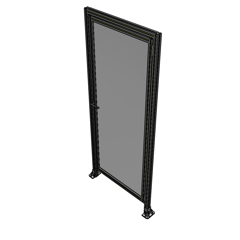 G2-2135-0900-0150-EYPTA DOOR WITH HEADER, HANDLE WITH INTERNAL EGRESS ON LEFT 2135MM X 900MM 1/4" POLYCARBONATE, ASSEMBLED