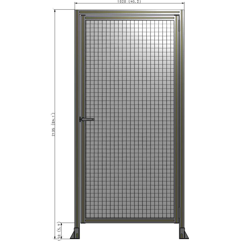 G2-2135-1020-0150-EYMTK DOOR WITH HEADER, HANDLE WITH INTERNAL EGRESS ON LEFT 2135MM X 1020MM 1" MESH, AS A KIT