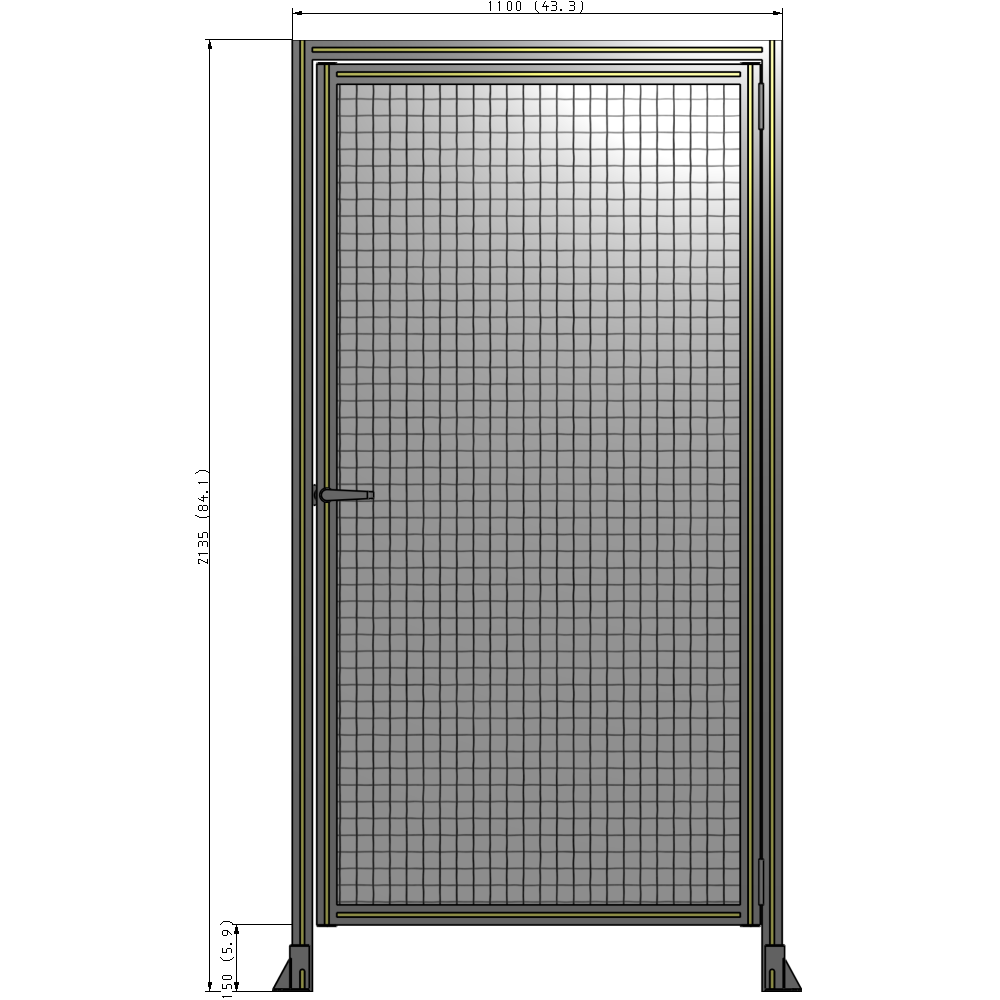 G2-2135-1100-0150-EYMTK DOOR WITH HEADER, HANDLE WITH INTERNAL EGRESS ON LEFT 2135MM X 1100MM 1" MESH, AS A KIT