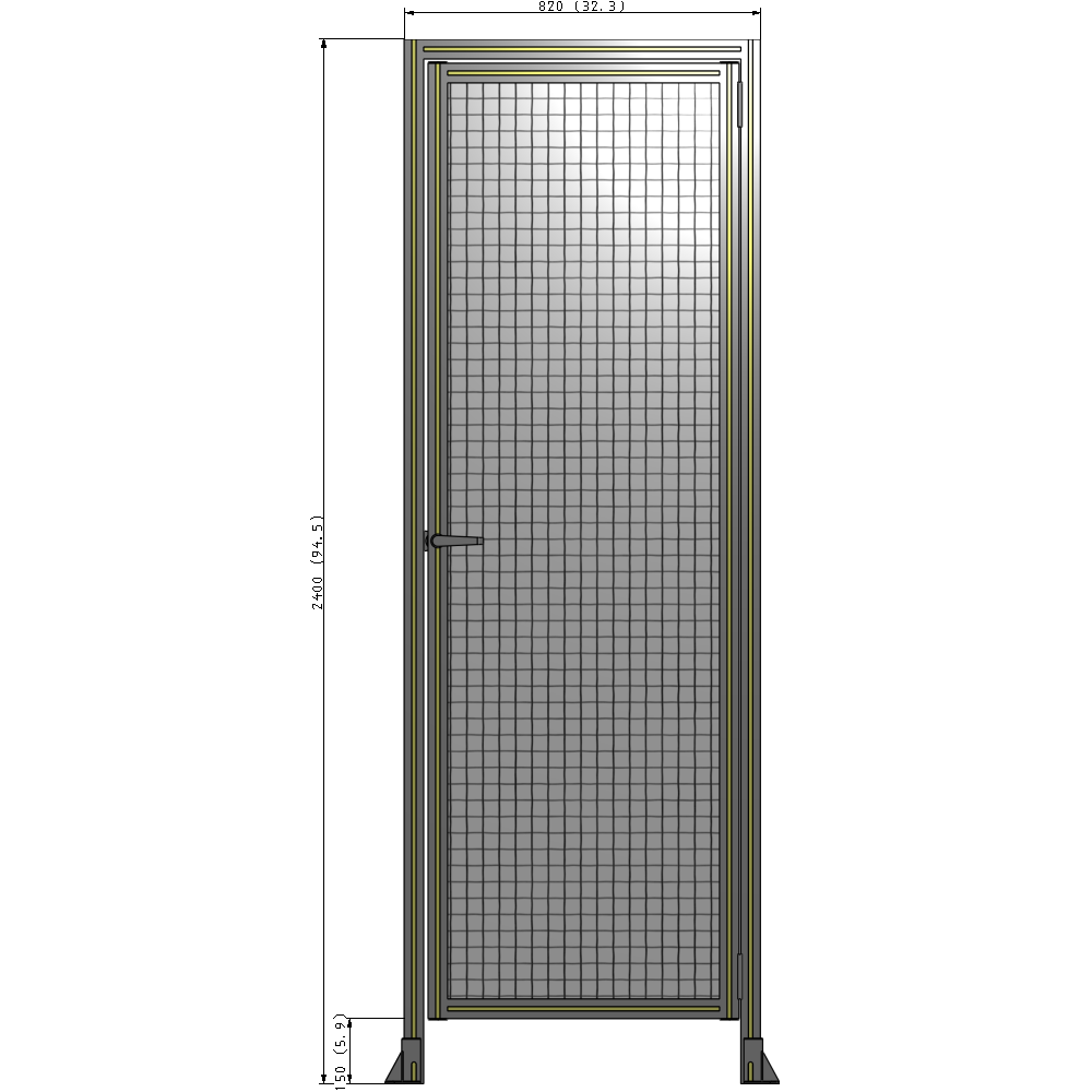 G2-2400-0820-0150-EYMTK DOOR WITH HEADER, HANDLE WITH INTERNAL EGRESS ON LEFT 2400MM X 820MM 1" MESH, AS A KIT