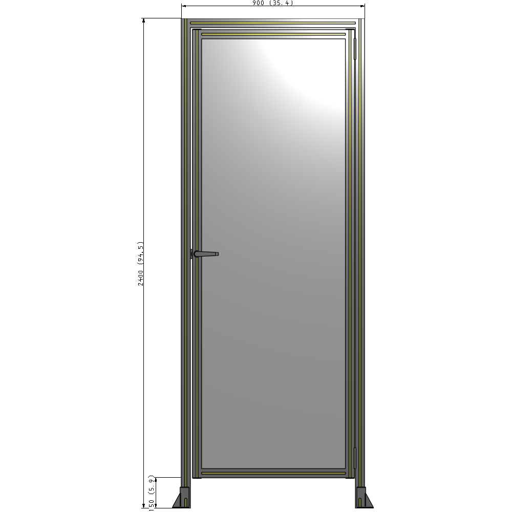G2-2400-0900-0150-EYPTK DOOR WITH HEADER, HANDLE WITH INTERNAL EGRESS ON LEFT 2400MM X 900MM 1/4" POLYCARBONATE, AS A KIT